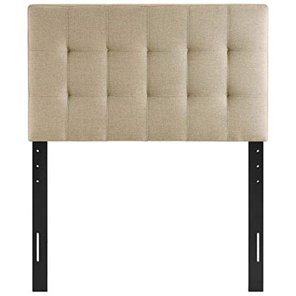 Modway Lily Tufted Linen Fabric Upholstered Twin Headboard in Beige - color: Beige, size: Twin