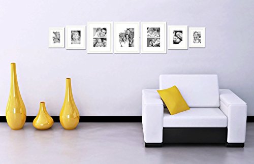 Craig Frames 23247812 Picture Frame 7-Piece Wall Set, White Frames, White Display Mats - color: 622FSET01S07X White Frame Set