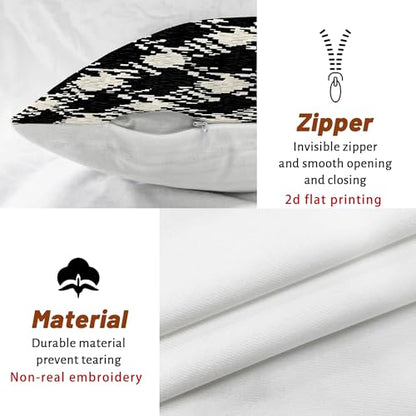 Houndstooth Throw Pillow Covers Set of 2, Modern Contemporary Geometric Abstract None Black with Hidden Zipper Pattern Pillow Covers for Living Room Apartment Bed Sofa Decor 26x26 Inch - size: 26" x 26" (Pack of 2)