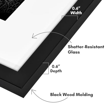 Americanflat 8x8 Picture Frame 6-Pack - Matted to 4x4 - Black | Engineered Wood construction, Shatter-resistant glass, wall or tabletop display with included easel, secure turn-tab backing - color: Black, size: 8X8, style: 6 Pack