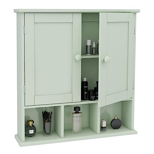 TaoHFE Green Medicine Cabinet,Bathroom Wall Cabinet with 2 Door | Adjustable Shelves,Over The Toilet Storage Cabinet,Green Bath room Cabinet Wall Mounted,Medicine Cabinets for Laundry Kitchen - color: Green