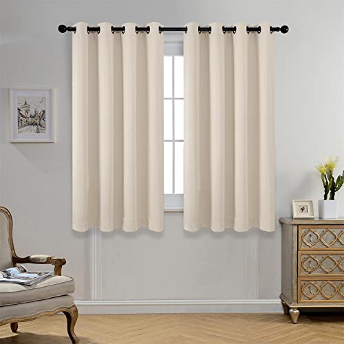 Room Darkening Grommet Blackout Window Curtains for Living Room Curtains Panels Set of 2 52x63 Inch Begie, 2 Tie Backs Included - color: Beige, size: 52"W x 63"L (Pack of 2)