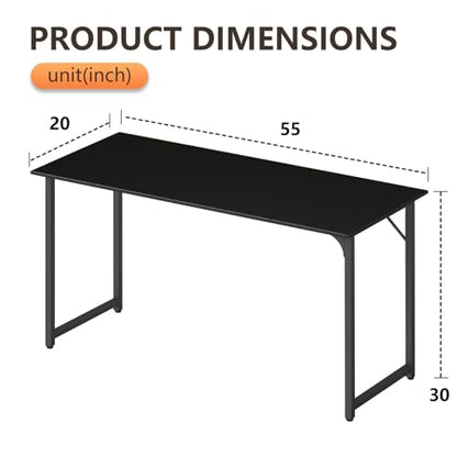 BestOffice Computer Desk,Home Office Desk, Modern Simple Style for Home Office Study Writing (Black, 55 Inch) - color: Black, size: 55 Inch