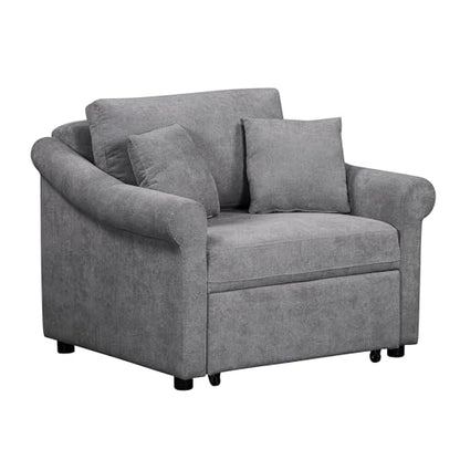 JIVOIT Convertible Sleeper Chair with Adjustable Backrest, 3-in-1 Sleeper Chair with Metal Frame, 3 in 1 Lounger Chair Turns Into Bed, Chenille Fabric Single Bed for Living Room - color: Dark Gray,315