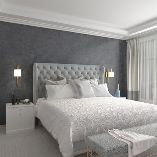 3yecao 16"×1181" Big Roll Large Size Thick Dark Blue Grey Concrete Wallpaper Peel and Stick Gray Concrete Contact Paper Vinyl Industrial Glossy Adhesive Cement Tile Sticker for Bedroom Bathroom Walls - color: Light Blue Grey, size: 16" x 1181"