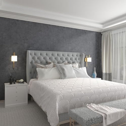 3yecao 16"×1181" Big Roll Large Size Thick Dark Blue Grey Concrete Wallpaper Peel and Stick Gray Concrete Contact Paper Vinyl Industrial Glossy Adhesive Cement Tile Sticker for Bedroom Bathroom Walls - color: Light Blue Grey, size: 16" x 1181"