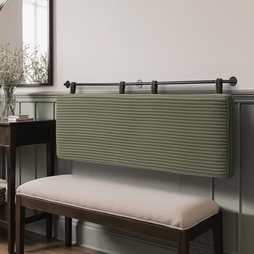 King Headboard Only, Wall Mounted Hanging Upholstered Bed Head Board | Modern Vertical Channel Design of Fine Flannel, Elegant Green Fluted Headboard for Bedroom (Green, King Size) - color: Flannel/Green, size: King