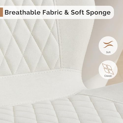 Dining Chairs Set of 2,Fabric Modern Dining Chairs with Thick Cushions, Upholstered Kitchen Side Chairs with Adjustable Metal Legs for Dining Room (Beige) - color: Beige, size: Set of 2