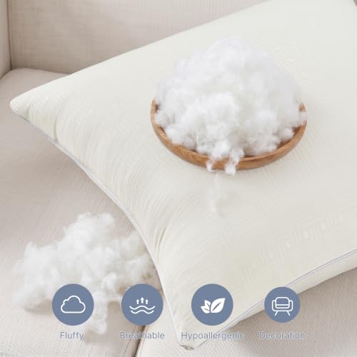 Leeden 12 x 20 Lumbar Pillow Inserts Set of 2 for Sofa Couch Support | Soft polyester fill with durable piping, perfect for sofa, bed and chair pillow covers with lasting comfort and support. - size: 12x20 Inch (Pack of 2)