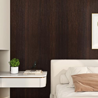 ReWallpaper 17.7 x 472 Inch Long Peel and Stick Wood Contact Paper Dark Brown Wood Wallpaper for Walls Kitchen Cabinets Countertops Bedroom Waterproof Vinyl Espresso Contact Paper for DIY Home Decor - size: 17.7" x 472"