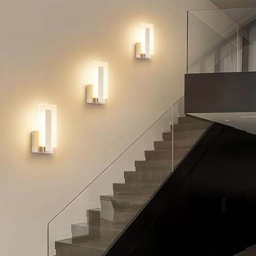 Joosenhouse Modern LED Wall Sconce Set of 2, Hardwired 3000K Warm White Light Wall Lights, 7W Up and Down Wall Mount Light, 9.76 inch Brushed Nickel Indoor Wall Sconce Wall Lighting - color: Nickel -Non Dimmable