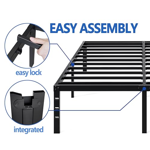 NEW JETO Metal Bed Frame,Queen Size Bed Frame with Storage Space,18 Inch | Heavy Duty Sturdy Mattress Foundation,Easy Assembly,No Box Spring Needed, Black - size: Queen, style: 18 Inch