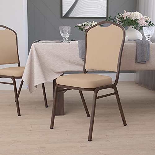 Flash Furniture Hercules Vinyl Crown Back Stackable Banquet Chair | Copper Vein Frame, Vinyl Upholstery - color: Tan Vinyl/Copper Vein Frame, size: Set of 1
