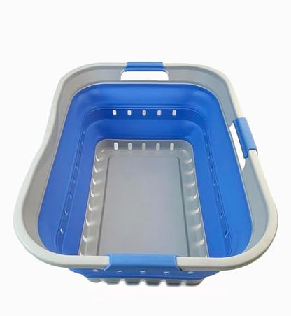 SAMMART 42L (11 gallon) Collapsible Plastic Laundry Basket - Foldable Pop Up Storage Container/Organizer - Space Saving Hamper/Basket (1, Grey/Little Boy Blue) - color: Grey/Little Boy Blue