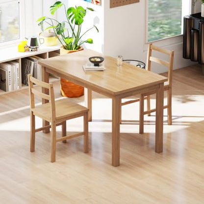 Small Desk with Chair, 43.3" Solid Wood Home Office Desk and Chair Set, Farmhouse Computer Desk with Chairs for Small Spaces, Study Table for Bedroom, Workstation for Home Office, Natural - size: 43.3" Desk with Chair