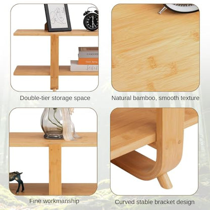 HollyHOME Bamboo TV Stand with Storage for TVs up to 65'', Modern Entertainment Center with 2 Open Shelf, Accent TV Media Console Table for Living Room, Bedroom, 55"(L), Burlywood - color: Burlywood