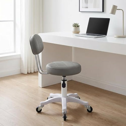 Vanity Chair with Wheels, Small Office Desk Chairs with Back, Armless Chairs Round Rolling Chair Height Adjustable 360 Swivel Computer Stools for Bedroom Home Office Salon Dark Gray - color: Dark Gray