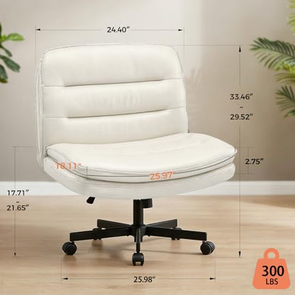 GTPLAYER Cross Legged Office Chair, Armless Desk Chair Cute Vanity Chair with Wheels Computer Chair Comfy Wide Office Chair Adjustable Swivel for Home Computer Task,Pu Leather Beige - color: Velvet-dark Gray, size: Small