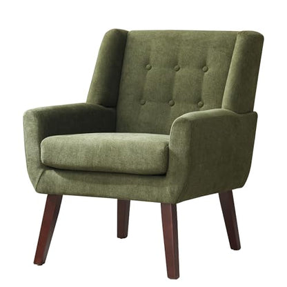 HUIMO Accent Chair for Living Room,Upholstered Button Fabic Armchair Chair | Mid Century Modern Tufted Armchair with Fabric,Comfy Arm Chairs for Club Living Room Reading Bedroom,Waiting Room Green - color: Green