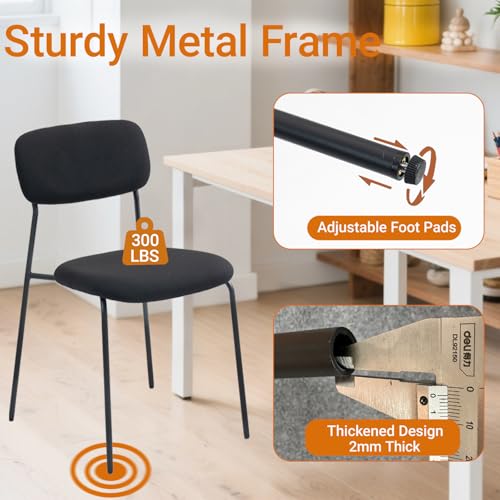 Sidanli Stackable Waiting Room Chairs, Armless Upholstered Guest Chairs Set of 4 with Comfotable Cushion for Conference Reception Break Room Lobby, Black - color: Black