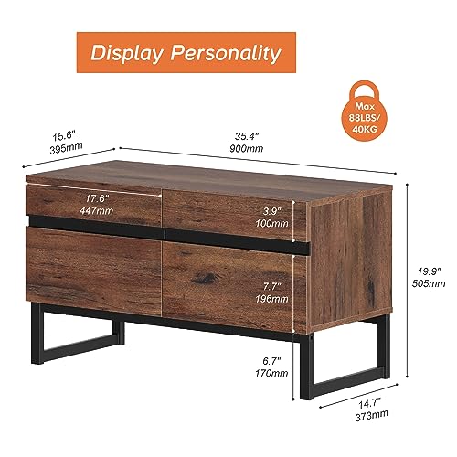 WAMPAT Modern TV Stand for 26-40 Inch TVs, Wood Entertainment Center with Metal Base Storage Cabinets, Media TV Console for Living Room, Brown, 1Pcs - color: Brown, size: 1 Pcs