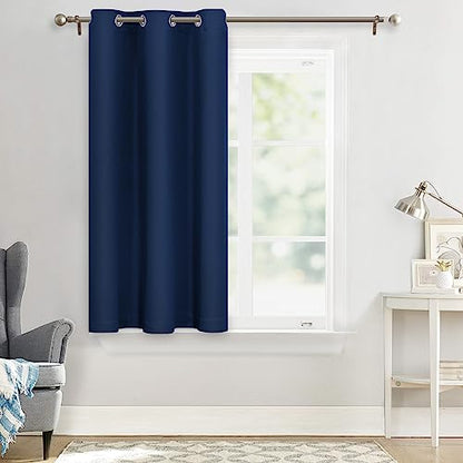 MYSKY HOME Navy Blue Blackout Curtain for Bedroom & Kitchen, 45 Inch Long, Thermal Insulated, 1 Panel, 42 x 45 Inch - color: Navy, size: 42"W x 45"L (Pack of 1)