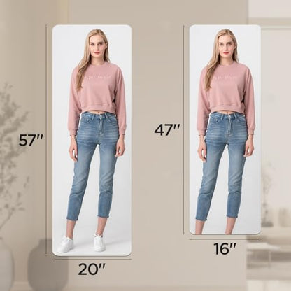 iCAGY Acrylic Full Body Self-Adhesive Shatterproof Mirror | Ultra-Thin, Lightweight, Frameless, Easy Install, Wall Mirror for Home Gym, Bedroom, Closet Door, Rectangle, 16"x 47", 2PCS - size: 47"L x 16"W Rectangle