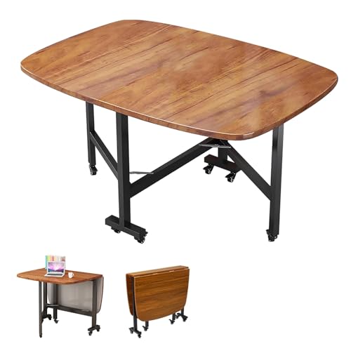 Multifunction Table Drop Leaf Dining Table, Foldable Kitchen Table Multifunction Space Saving Table For Dining Room Home Office, Easy To Fold And Unfold, Multifunction Expandable Table(Brown,100x60x75 - color: Brown, size: 100x60x75cm