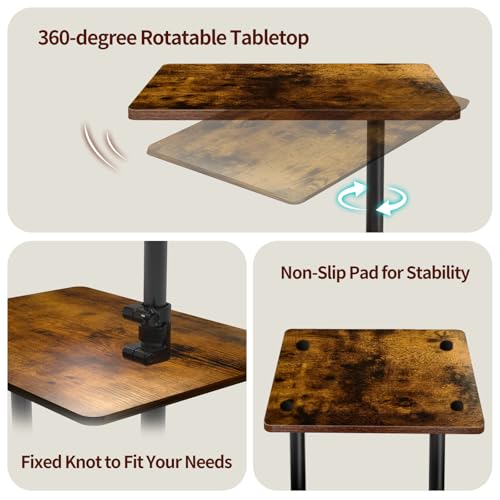 Swivel Side Table Adjustable Height, 3-Tier End Table 360°Rotatable Tray | Space Saving Nightstand with Storage Shelf for Small Spaces, Living Room, Bedroom - size: 1pcs