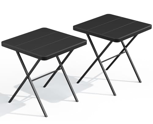 27'' Square Folding Table, Foldable Table No Assembly 400lbs Weight Capacity, Heavy Duty Portable Picnic Card Table for Camping, Patio, Dining, Indoor, Outdoor(Black, 2 Pack) - color: Black, size: 27inch-2 Pack