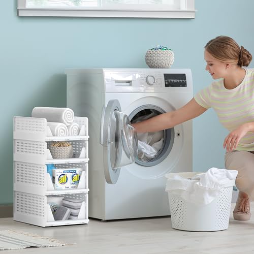 Sorbus Shelf Organizer - Closet Shelf Organizer for Clothes, Closet, Bathroom, Kitchen, Garage - Plastic Stackable Shelf Organizer Baskets - Open Front Design Under Shelf Organizer - size: 2 Small 2 Medium