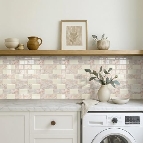 STICKGOO Subway Tile Peel and Stick Backsplash, Thicker Design 12" x 12" Stick on Backsplash Tiles for Kitchen, Bathroom, Wall Tile (10 Sheets, Brown Marble Look) - color: Brown