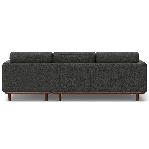 SIMPLIHOME Morrison Sofa and Ottoman 2-Piece Set in Charcoal Grey - color: Charcoal Grey, style: Right Sectional Sofa