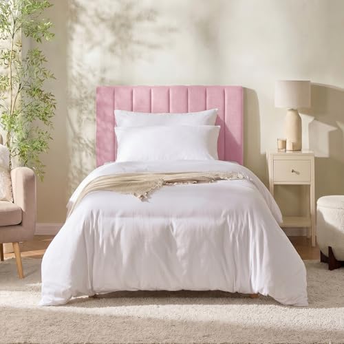 Nestl Upholstered Twin Headboard - Easy Assemble Channel Stitched Headboard Twin Size - Wall Mounted Headboards with 3D Soundproof Wall Panels Peel & Stick Floating Headboards, Pink - color: 10-pink, size: Twin