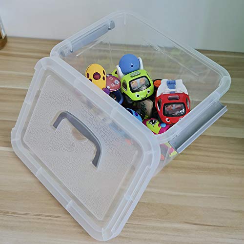 6-Pack Plastic Storage Box, 6 L Clear Storage Bins with Lid | 10.6"L x 7.6"W x 6.3"H, Integrated Top Handle, SecureLatches, Versatile For Craft, Cosmetic And Small Supply Storage - size: 6 L