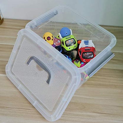 6-Pack Plastic Storage Box, 6 L Clear Storage Bins with Lid | 10.6"L x 7.6"W x 6.3"H, Integrated Top Handle, SecureLatches, Versatile For Craft, Cosmetic And Small Supply Storage - size: 6 L