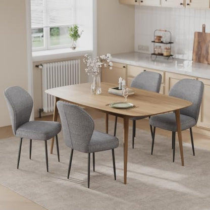 Garvee Linen Dining Chairs Set of 4, Modern Fabric Upholstered Kitchen Side Chairs with Metal Pegs, Grey - color: Grey, size: Set of 4