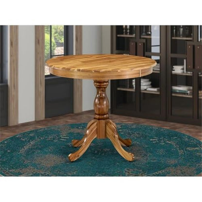 BOWERY HILL Traditional Round Acacia Wood Dining Table, 30" H x 36" W x 36" D, Natural Finish, Pedestal Legs, Mid Century Style, Durable Rubberwood Construction for Kitchen or Dining Room - color: Natural