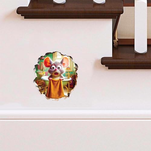 Funny 3D Mouse Shower Wall Sticker – Removable Mousehole Bathroom Décor for Kids or Whimsical Homes by MICESTERPIECE - style: ShowerMouse