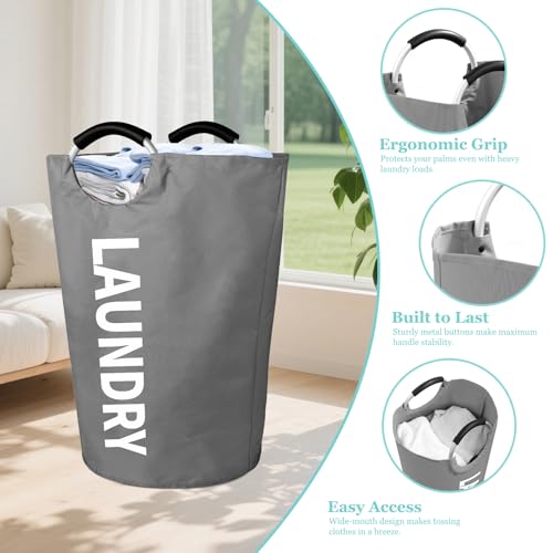 WOOHA 125L Large laundry basket,Collapsible laundry hamper, Tall Clothes Baskets Folding Washing Bin Foldable Fabric Hamper Bags for Bedroom, Closet,Bathroom,College,laundry bag,Darkgray - color: Darkgray, size: 125L-XXXL