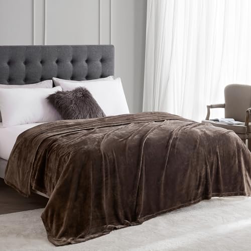Hansleep Throw Brown Fleece Blanket, Soft Flannel Bed Blanket | Fuzzy Cozy Blanket 50x60 Inches, Multi-use for Bed, Sofa, Couch, Travel, Camping, All Season Warm Lightweight Cover - color: Brown, size: Throw (50x60 Inches)