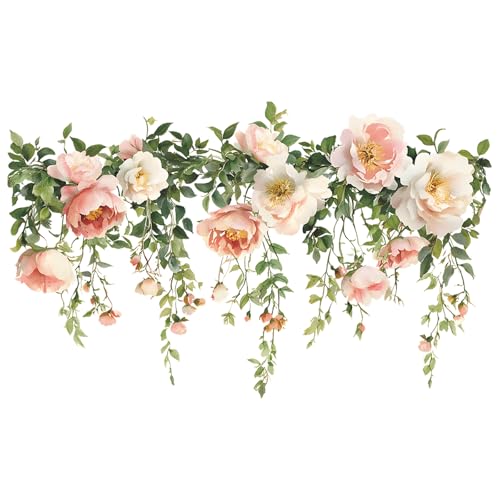 Flower Wall Decals, Removable PVC Stickers Indoor Decor | Vivid Rose Print, Peel and Stick Wall Decals Murals Art Decor , Wallpaper for Girls Bedroom Living Room Kitchen TV Background - style: Rose