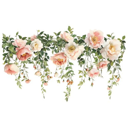 Flower Wall Decals, Removable PVC Stickers Indoor Decor | Vivid Rose Print, Peel and Stick Wall Decals Murals Art Decor , Wallpaper for Girls Bedroom Living Room Kitchen TV Background - style: Rose