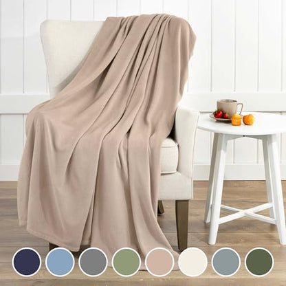 Full/Queen Size Fleece Blanket | Comfy Supersoft Fleece Blanket Full Size – All-Season Light Weight Throw Blanket | Luxuriously Soft | Throw Blanket for Couch and Sofa | Machine Wash | Beige - color: Beige, size: Full Queen