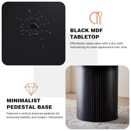 47" Round Dining Table for 4, Black Modern Kitchen Table Circle Pedestal Dinner Table, φ47.2 x H 29.5" - color: Basic Black 47