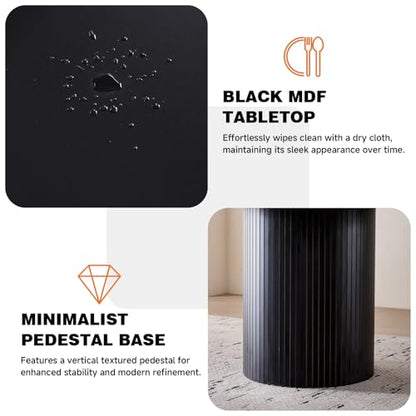 47" Round Dining Table for 4, Black Modern Kitchen Table Circle Pedestal Dinner Table, φ47.2 x H 29.5" - color: Basic Black 47