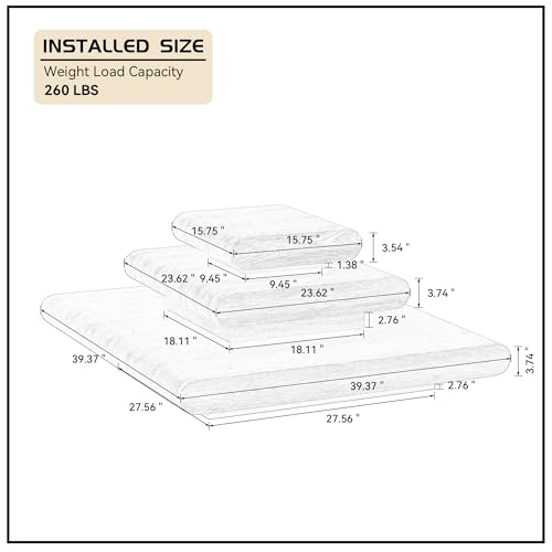 39.37" Modular Stacking Coffee Table for Living Room, Modern 3-Piece Wooden Square Center Table with Natural Wood Look, Tea Table for Apartment, No Need Assembly (Natural) - color: 39.37" Modular Stacking Coffee Table
