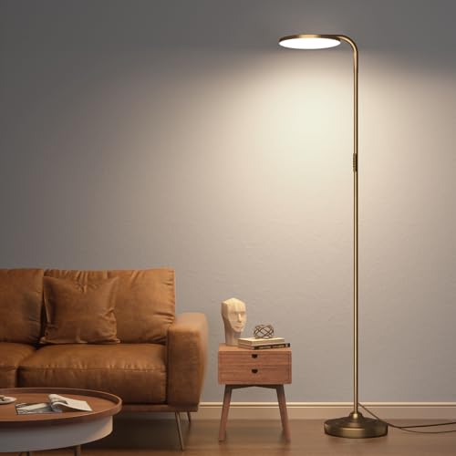 36W LED Floor Lamp, Super Bright Standing Lamp, Modern Stepless Dimmable Torchiere Tall Lamp with Remote Control, 350°Rotating Head Reading Floor Lamp for Living Room, Bedroom, Office - color: Brown