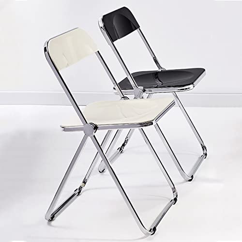 Stackable Transparent Dining Chair - Metal Frame, Plastic Accent Chair for Kitchen, Living Room, Bedroom - Space Saving, Stylish Design，Black 47x48x76cm(19x19x30inc - color: Black