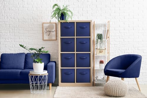 Sorbus Fabric Storage Cubes - 8 Foldable Storage Bins for Organizing Pantry, Cubbies, Toy Box - Clothes Storage & Closet Organizer - 11 Inch Collapsible Cube Baskets for Shelves with Handle - color: Navy Blue 8 Pack, size: 11 Inch